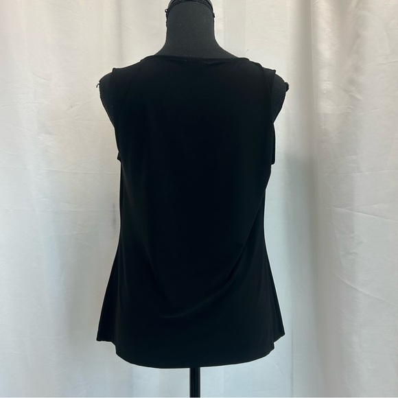 Tahari ASL Black sleeveless ruched top blouse size small - Picture 4 of 10